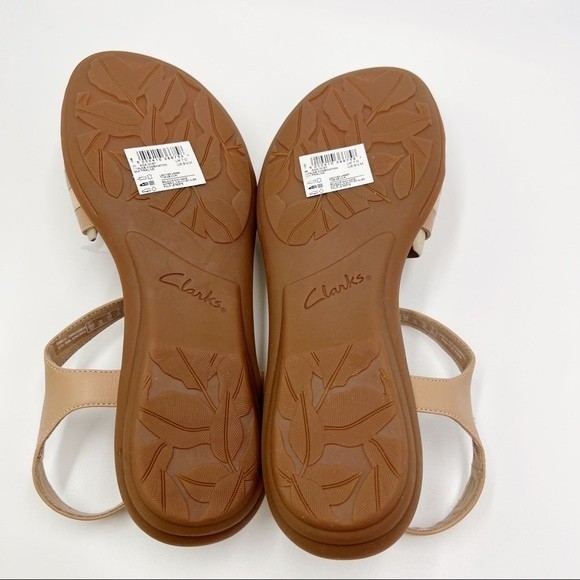 Clarks Size 9.5 Ada Mist Tan Beige Blush Pink Praline Leather Sandals Shoes - Picture 10 of 14